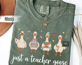 Comfort Colors® Reading Tshirt Silly Goose Teacher Shirt Bookish Gifts for Librarian Shirt Book Lover Gift Stamp Shirts Fall Trendy Tshirt