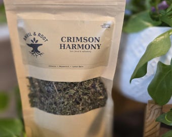 Organic Crimson Harmony Tea Blend | Hibiscus, Lemon Balm, & Peppermint