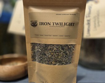 Organic Iron Twilight Sleep Tea | Chamomile, Skullcap, Passion Flower, Spearmint, Lavender, Valerian Root Blend