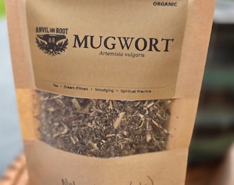 Organic Mugwort Herb Cut & Sifted - Artemisia vulgaris for Dream Pillows, Loose Incense, Botanical Crafts - 100% Organic