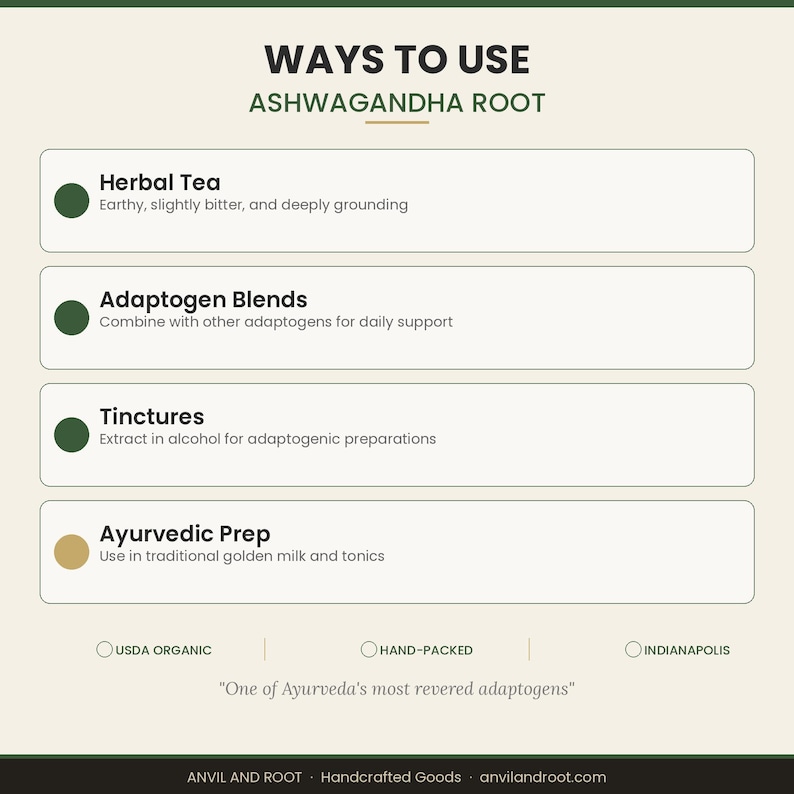 Organic Dried Ashwagandha Root | Adaptogenic Wellness Tea & Tinctures image 7