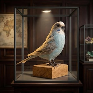 Real Blue Budgie Taxidermy Specimen | Ethical Parakeet Bird Display | Natural Bird Decor | Unique Collector Piece