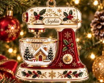 Personalized Christmas Baking Mixer Ornament, Custom 2D Effect Acrylic Kitchen Mixer Keepsake, Holiday Gift for Bakers