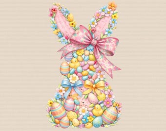 Easter Bunny Png, Bunny Blowing Bubblegum, Brushstroke Png, Sublimation Design, Easter PNG, Spring Clipart, Cute Easter Png, Coquette Png