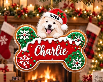 Personalized Dog First Christmas Ornament, Custom Pet Photo Acrylic Decoration, New Puppy Adoption Keepsake, Rescue Dog Gift