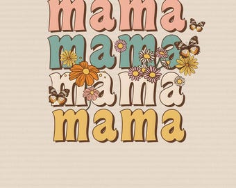Mama Floral Butterfly PNG – Cute Flowers Graphic PNG, Trendy Mother’s Day Gift for Women