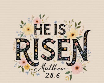 He is Risen Christian PNG, Floral Easter PNG for Women, Cute Spring Jesus Apparel, Religious Faith Flower PNG, Easter Gift