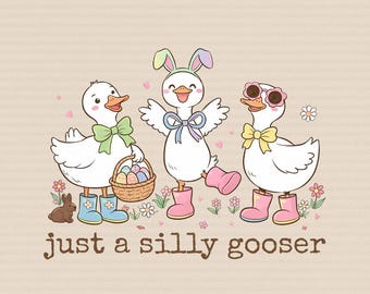 Funny Easter Silly Goose PNG, Coquette Spring Humorous PNG, Christian Easter Cute Bunny Goose PNG, Gift Png