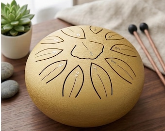 Tambor de lengüeta de acero de 11 notas, tecla C5, glucófono de 6 pulgadas, instrumento de meditación y sanación sonora.