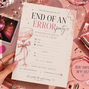 Ende einer Fehler-Party-Einladung, Hochzeit einladen, Trennung Feier, bearbeitbare druckbare Einladung, Girls Night Party einladen