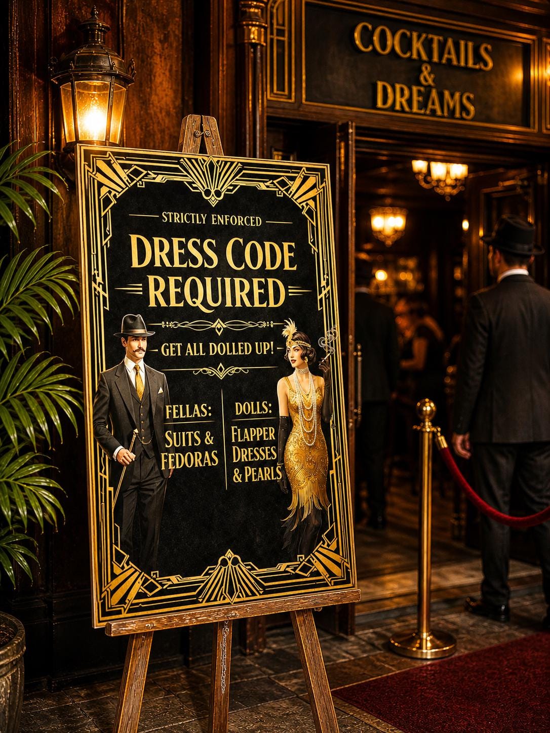 Dress Code Required Poster – Gatsby Party Decor, 1920s Roaring 20s ...