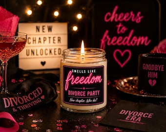 Vela para fiesta de divorcio / Huele a libertad / Regalo divertido para divorcios / Decoración para noche de chicas / Regalo para ruptura / Vela para despedida de soltera