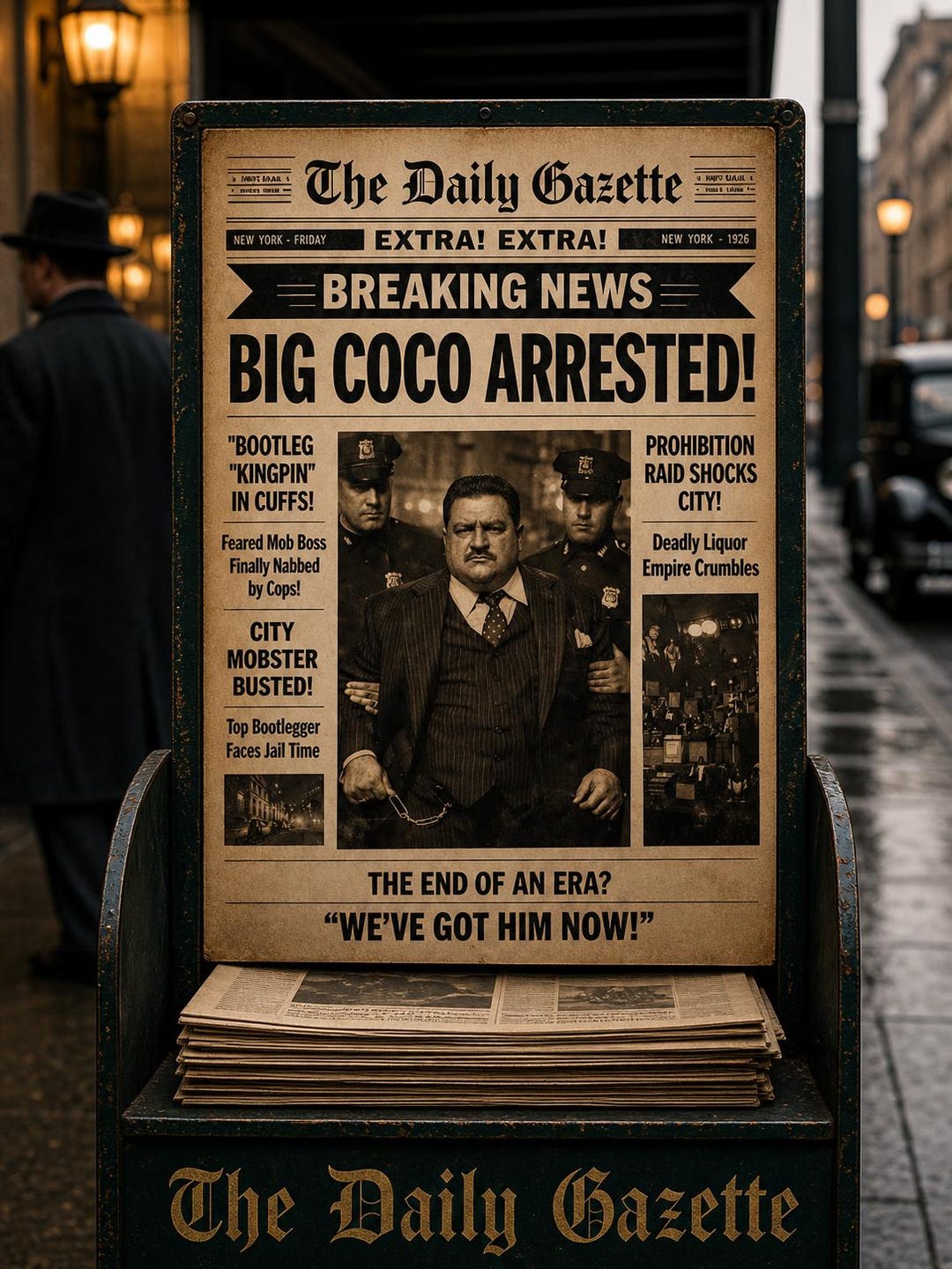 Big Coco Arrested Poster, 1920s Newspaper Party Sign, Gatsby Speakeasy ...