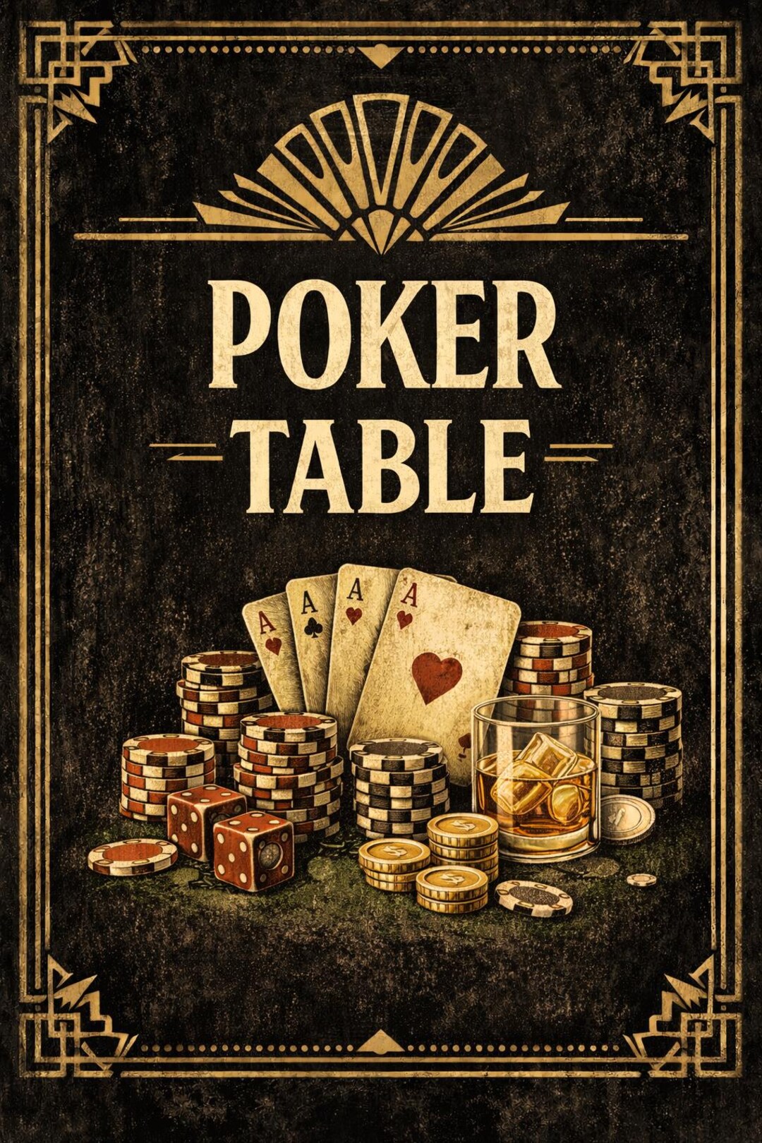 Poker Rigged Sign Poker Table Sign Printable, 1920s Prohibition Casino Decor, Gatsby ...