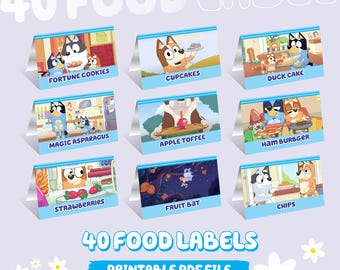 40 mattält blå hundfest placeringskort blåhundsbordstält festdekoration matetikett tema födelsedagsbord matdekoration blå hundmatetikettpaket
