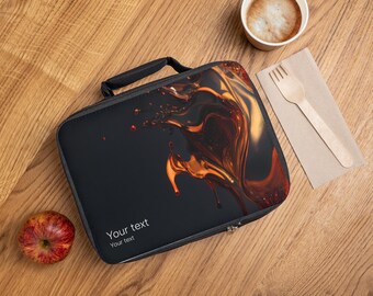 Bolsa térmica para almuerzo / Lonchera con arte fluido abstracto en ámbar / LET IT RIP n.° 12
