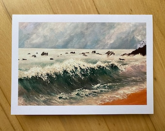 Waves, a greeting or birthday card, blank inside, 350gsm, 21cm x 14.6cm