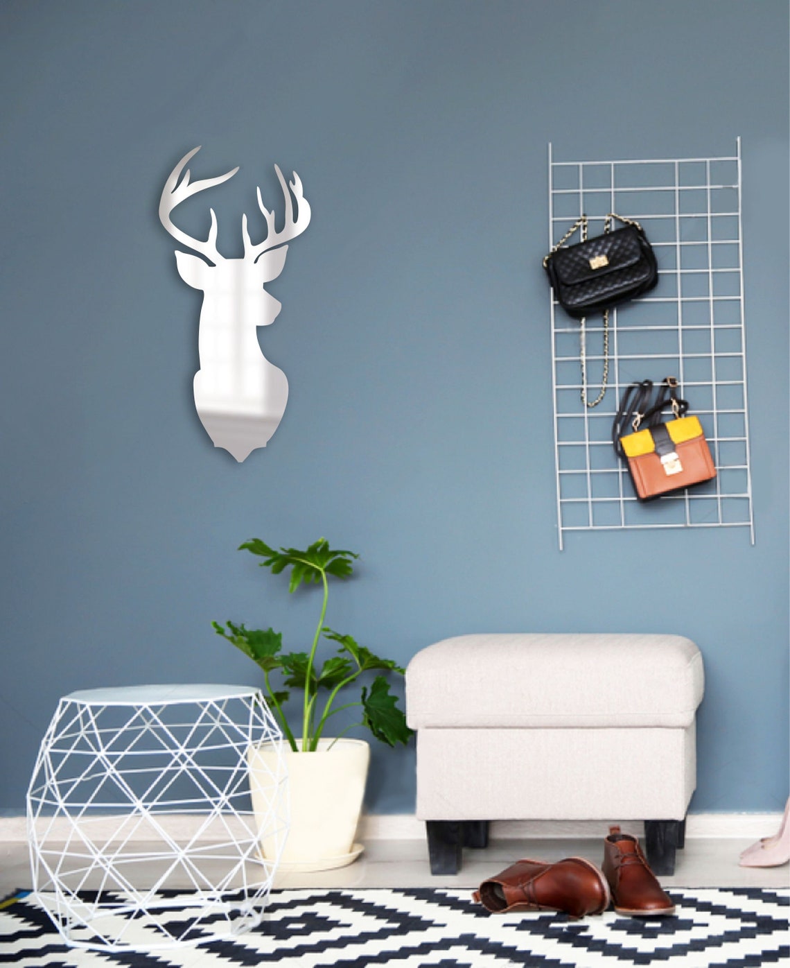 Deer Wall Mirror Decorative Mirror Mirror Wall Decor Etsy