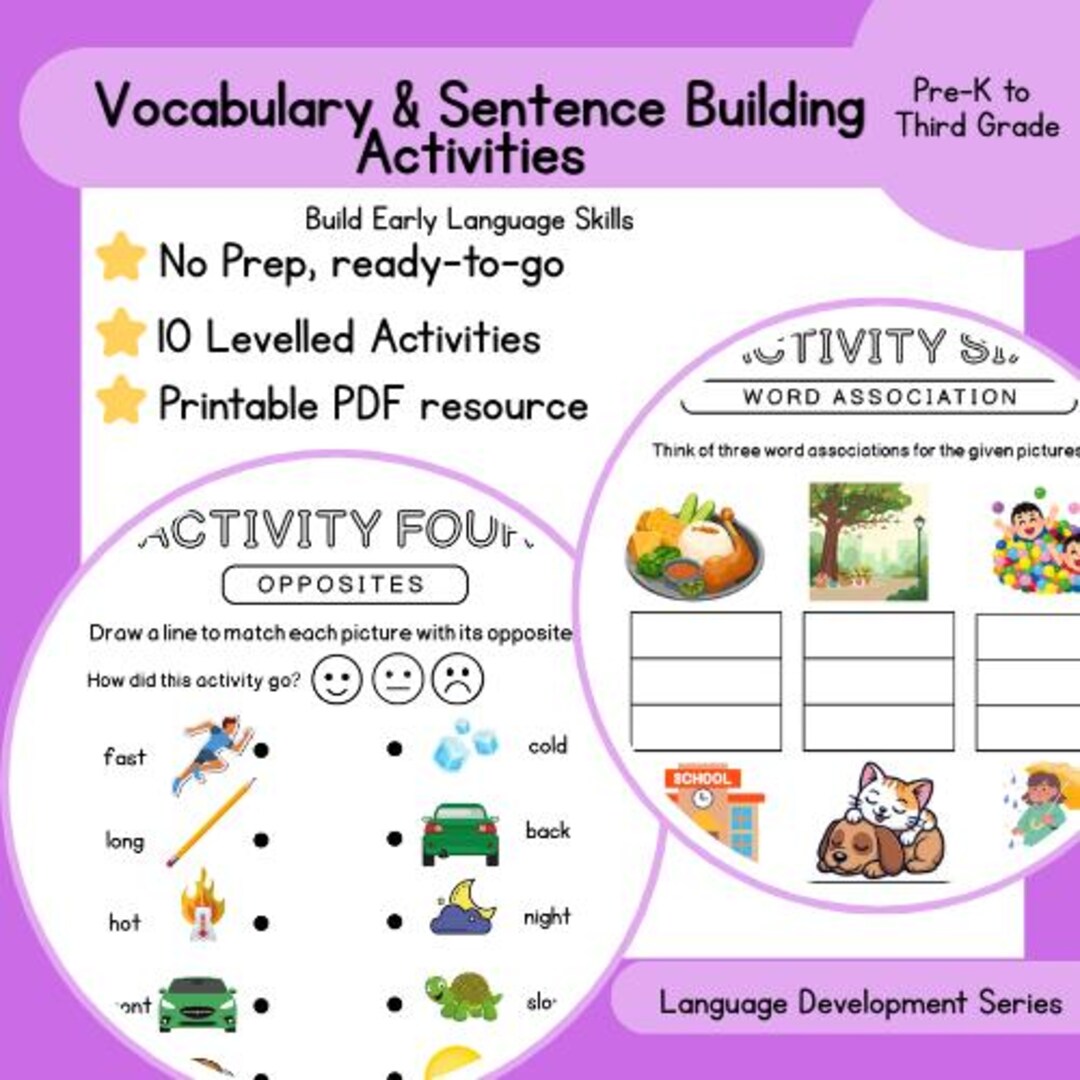 Kids Vocabulary Sentence Building Workbook – Speech Therapy Activities ...