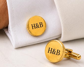 Personalized Wedding Cufflinks for Groom, Custom Initials Cuff Links, Engraved Cufflinks, Groomsmen Gift, Father of the Bride Gift