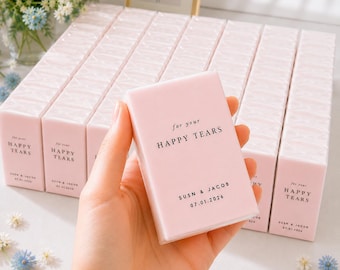 Pañuelos personalizados para bodas (para lágrimas de felicidad) / Paquetes de pañuelos preimpresos / Recuerdos de boda personalizados para invitados / Regalo para invitadas a la despedida de soltera