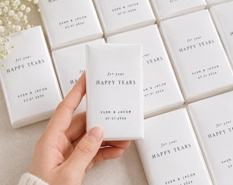 Personalized Wedding Tissues | Happy Tears Pack | Pre Printed Wedding Favor | Custom Ceremony Tissue Pack | Bridal Shower Guest Gift