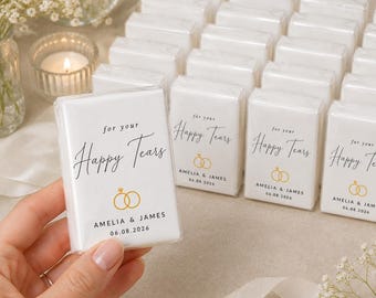 Personalized Wedding Tissue Packs, Happy Tears Tissues, Custom Wedding Favor, Tears of Joy Tissue Pack, Ceremony Guest Favors