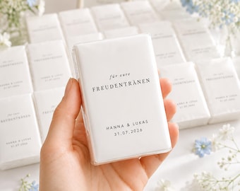 Personalisierte Freudentränen Taschentücher Hochzeit, Hochzeit Taschentücher Gastgeschenke, Taschentuch mit Namen & Datum, Trauung Deko