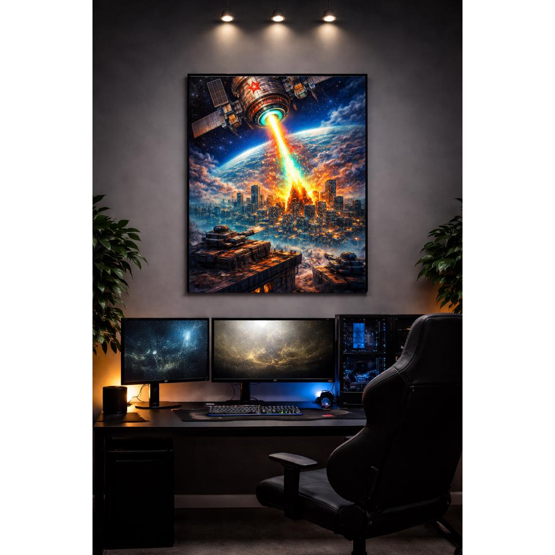 Futuristic War Art Print Set, Sci-fi Battle Wall Art, Space Military ...