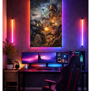 Epic Sci-Fi Space Battle Wall Art – Alien War & Galactic Fantasy Poster – Futuristic Space Warrior Artwork – Gaming Room Decor – Digital dow