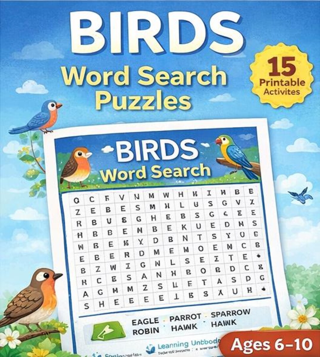 Birds Word Search Printable for Kids Ages 6–10 | Birds Puzzle Pack - Etsy
