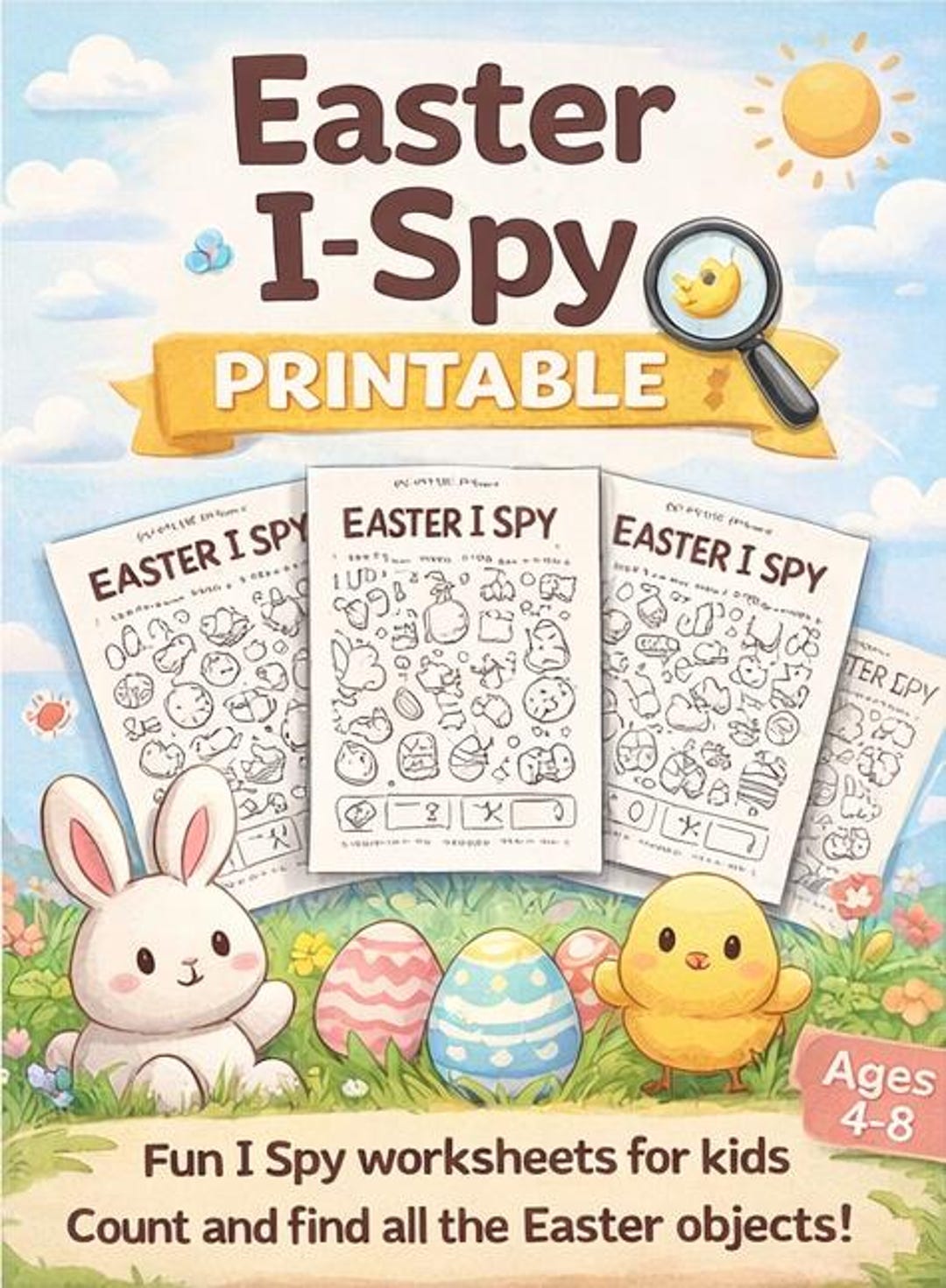 Easter I Spy Printable Game – Kids Activity Worksheets (ages 4-8) - Etsy