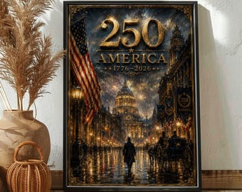 America Vintage Patriotic Poster, Americana Celebration Wall Art, Fourth of July Decor