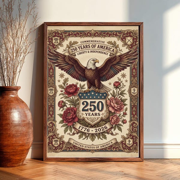 Vintage Patriotic Eagle Poster, American Heritage Wall Art, Rustic Eagle Canvas Print, Antique Style USA Decor