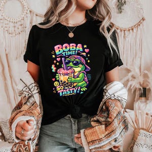 Camiseta Boba Time So Tasty Frog, Camiseta Kawaii Bubble Tea Frog, Regalo de gafas de sol Y2K Cool Frog, Gráfico retro colorido, Camiseta unisex