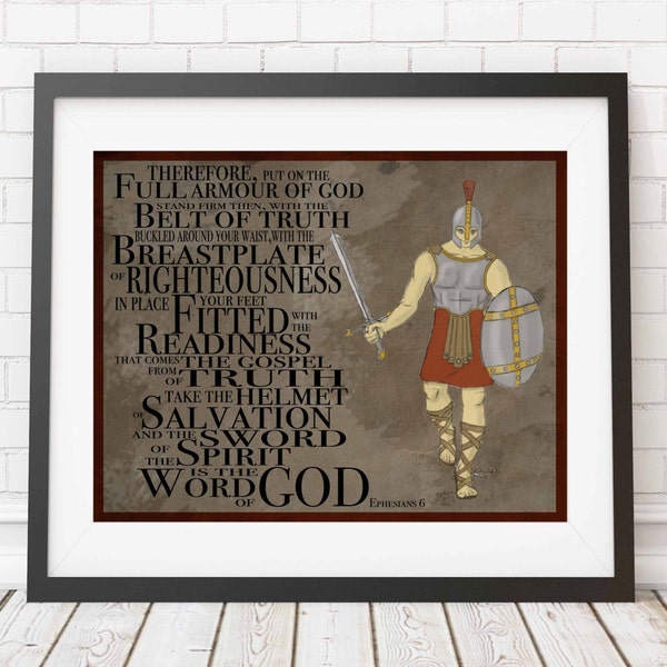 Christian print - Armour of God - wall print - Children's print - Ephesians 6 -Bible art - kid room decor - soldier - inspirational print