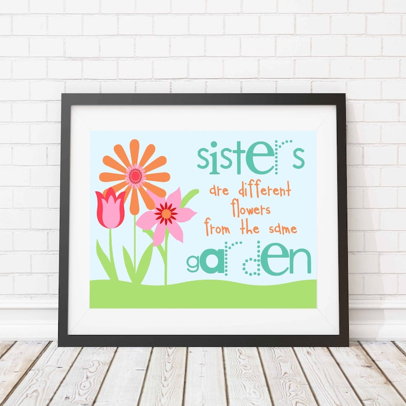 Sisters Print Inspirational quote sister quote bright kids room girls room wall decor sister wall decor children room image 1