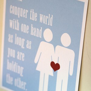 LOVE Print -  I can conquer the world with one hand - Wall Art Print - home decor - gift for him - gift for her - anniversary