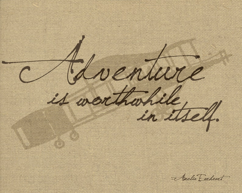 Vintage Adventure Print Airplane Amelia Earhart Travel decor travel themed nursery adventure is worthwhile aviation image 2
