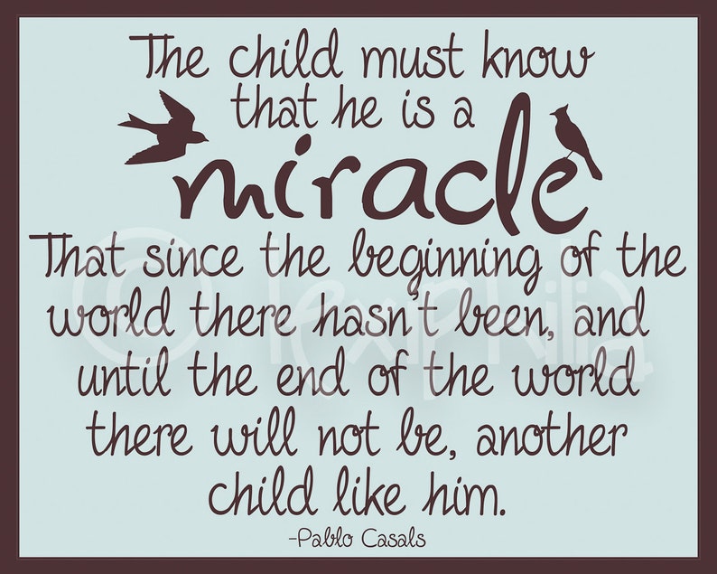 Nursery print The child is a miracle Boy Nursery bird wall decor art baby gift image 2