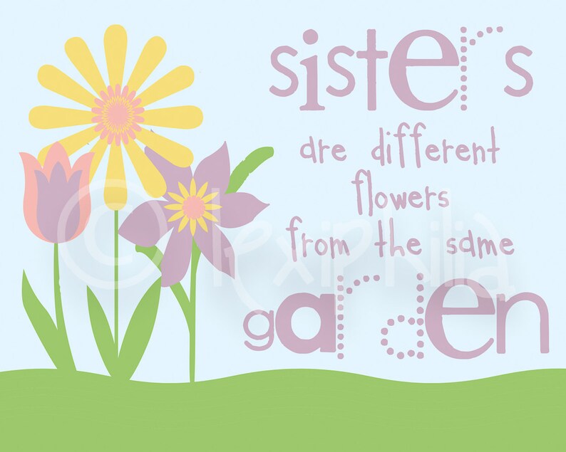 Sisters Print Inspirational quote sister quote bright kids room girls room wall decor sister wall decor children room image 3