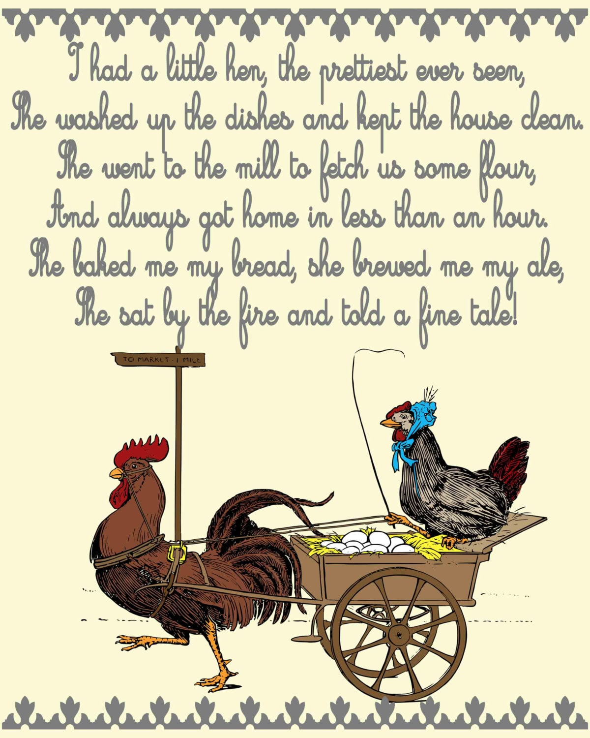 Nursery Art Nursery Rhyme Little Hen 8x10 Art Print Etsy