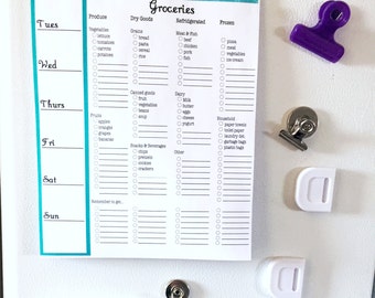 Modern Grocery List Magnetic Notepad and Menu Planner - 52 week menu planner