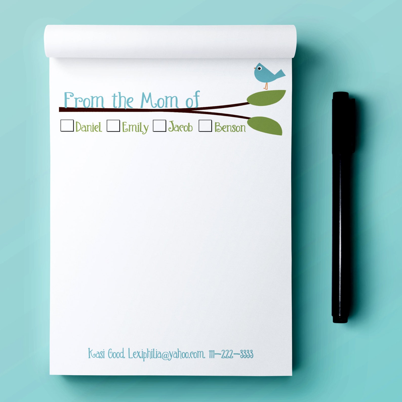 Personalized From the MOM of Notepads Notepad Mom Notepad Notepad With Kids Names a Note From