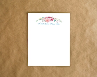 Personalized Teacher Notepad - Teacher Gift - personalized gift - gift for teacher - teacher stationary - end of year gift - teacher- flower