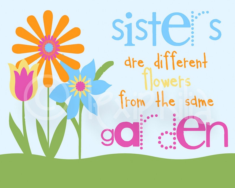 Sisters Print Inspirational quote sister quote bright kids room girls room wall decor sister wall decor children room image 4