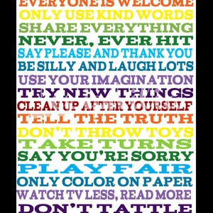 Playroom rules poster rainbow art kid decor kid print wall decor print typography image 3