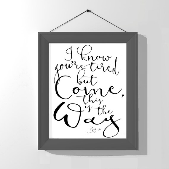 Inspirational Modern Print Black and White Rumi Quote Etsy