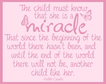 Nursery Art - Printable Download - The child is a miracle - Girl Nursery -  wall decor - art - baby gift - butterfly - print - custom colors