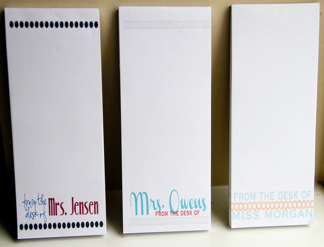 Personalized Teacher Notepads - Set of 3 - From the Desk of ...